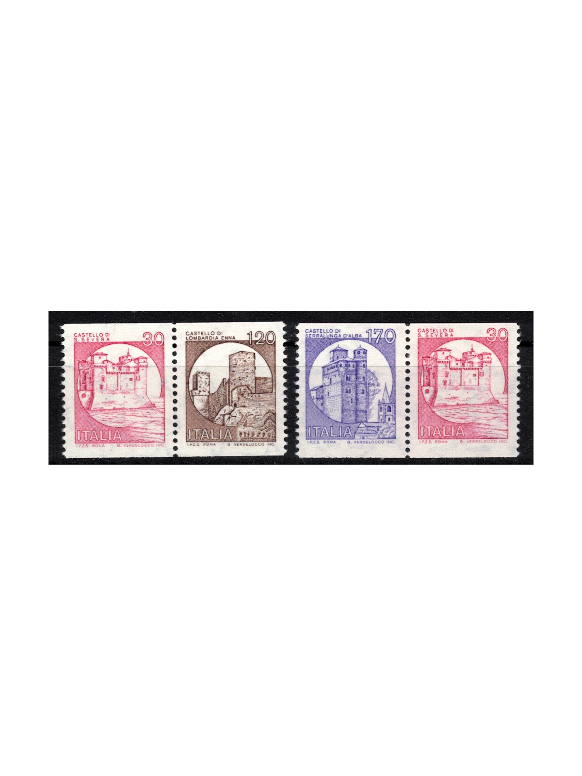 ITALIA 1980 Castelli da bobina numerato al retro 4v MNH**