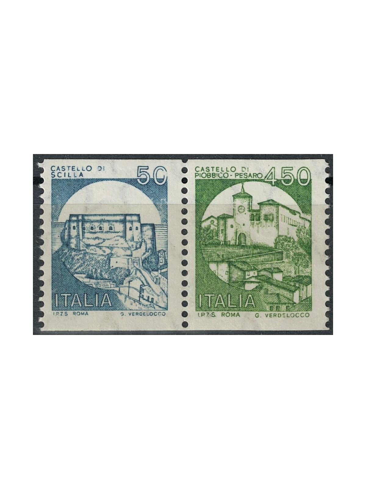 ITALIA 1985 Castelli da bobina numerato al retro 2v MNH**