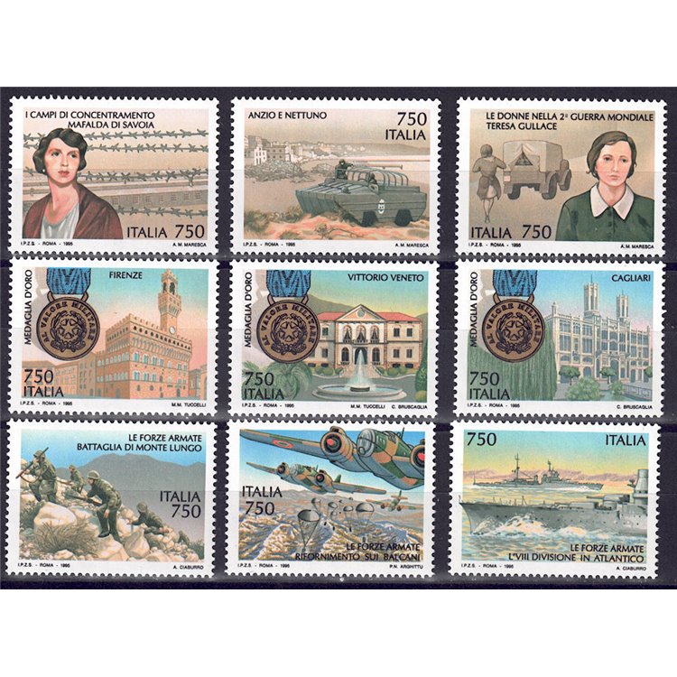 ITALY 1995 Events of the Second World War 9v MNH**