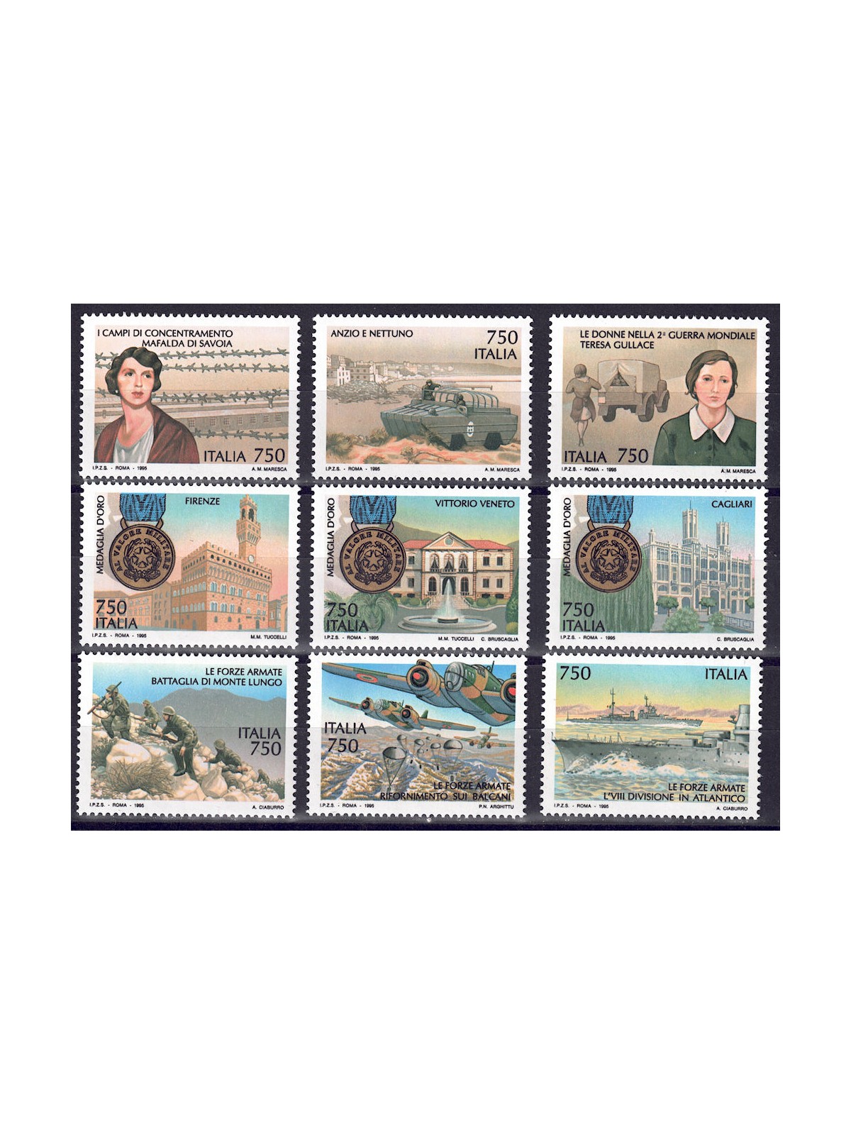 ITALIA 1995 Avvenimenti della 2ª Guerra Mondiale 9v MNH**