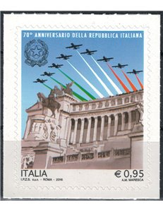 ITALIA 2016 Anniversario della Repubblica Italiana MNH**