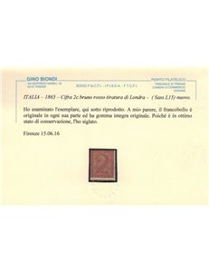 ITALIA REGNO 1863 De La Rue 2c mattone (Londra) MNH** ©