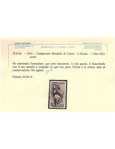 ITALIA REGNO 1934 Campionato di calcio ₤ 5+2,50 us ©