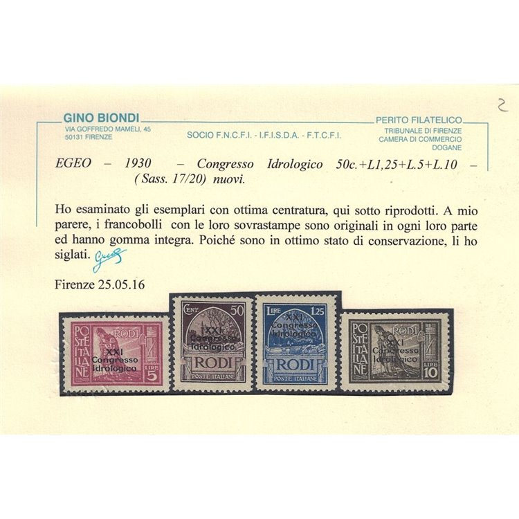 EGEO 1930 Congresso Idrologico 9v MNH** © (Lusso)