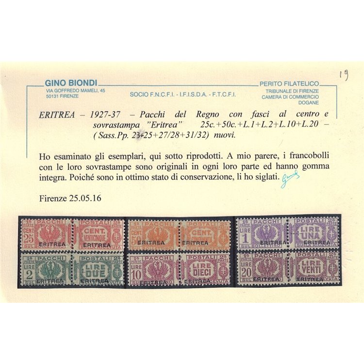 COLONIE ERITREA 1927-37 Pacchi postali 10v MNH** ©