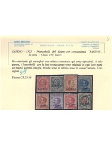 COLONIE SASENO 1923 Serie ordinaria 8v MNH** © (Lusso)