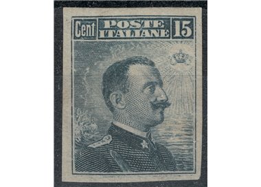 ITALIA REGNO 1911 Michetti 15c grigio nero non dentellato MNH** (Lusso)