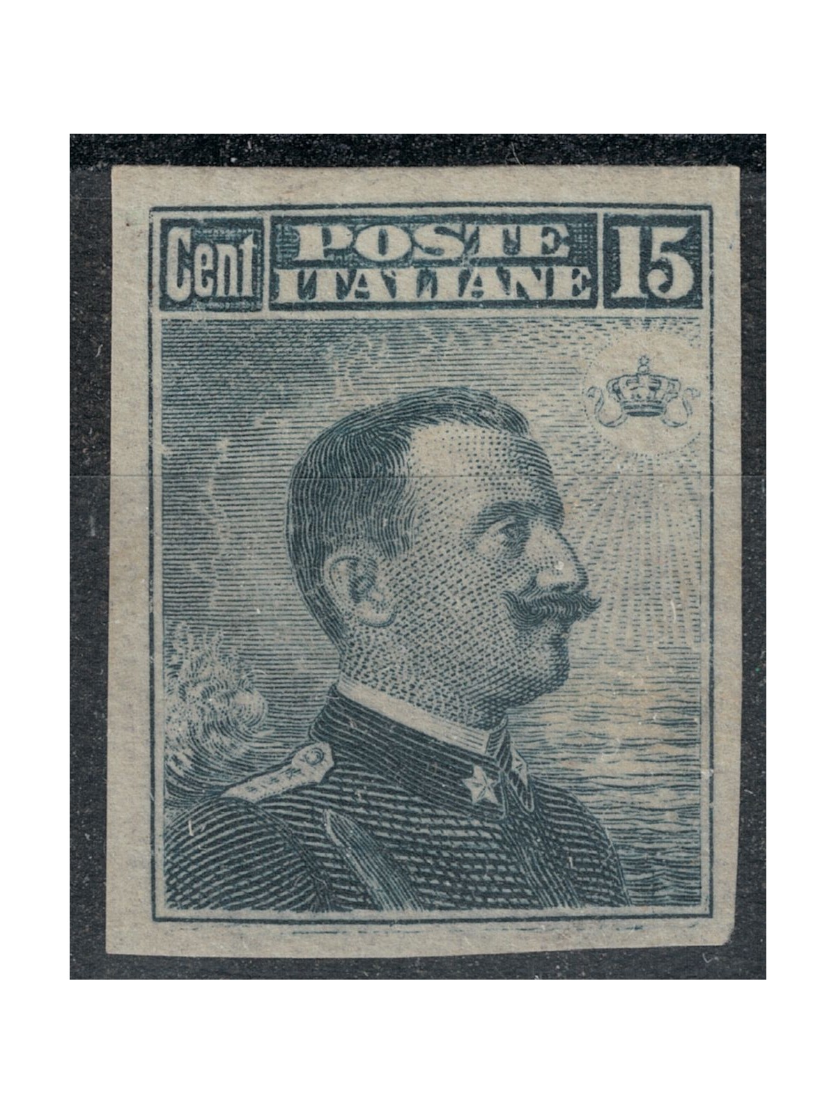 ITALY KINGDOM 1911 Michetti 15c grey black imperforated MNH** (Luxury)