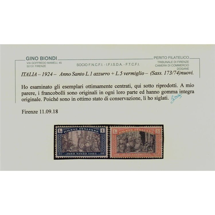 ITALIA REGNO 1924 Anno Santo 6v MNH** © (Lusso)