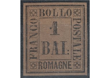 ROMAGNE 1859 1 bajocco bruno grigio MNH** ©