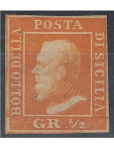 KINGDOM OF SICILY 1859 ½ orange grano 2nd table MH* ©