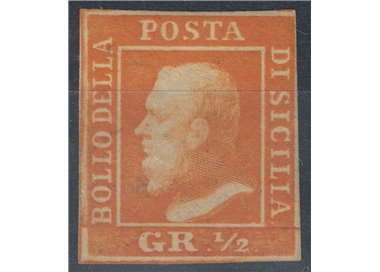 KINGDOM OF SICILY 1859 ½ orange grano 2nd table MH* ©