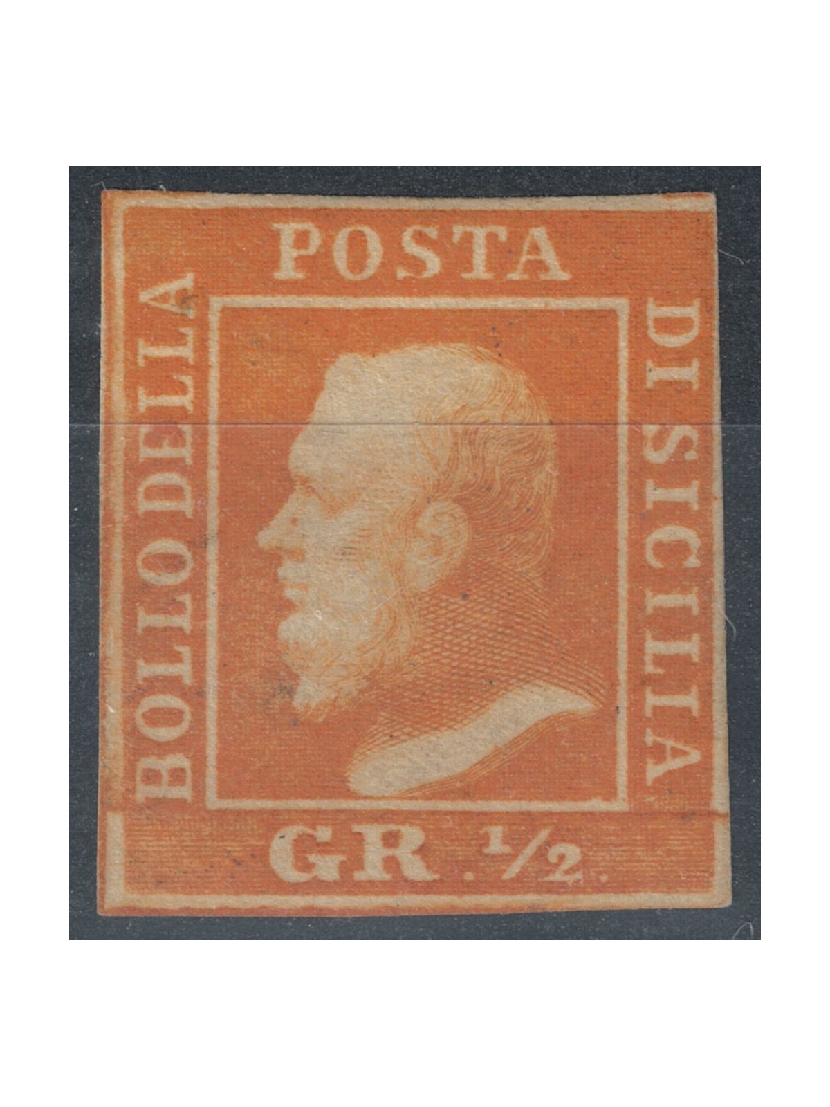 KINGDOM OF SICILY 1859 ½ orange grano 2nd table MH* ©