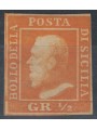 REGNO DI SICILIA 1859 ½ grano arancio 2ª tavola MH* ©