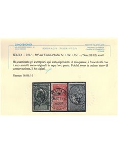 ITALIA REGNO 1911 Unità d'Italia 4v us ©
