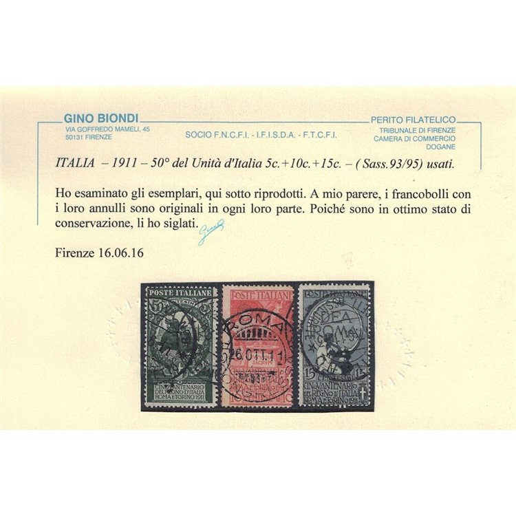 ITALIA REGNO 1911 Unità d'Italia 4v us ©