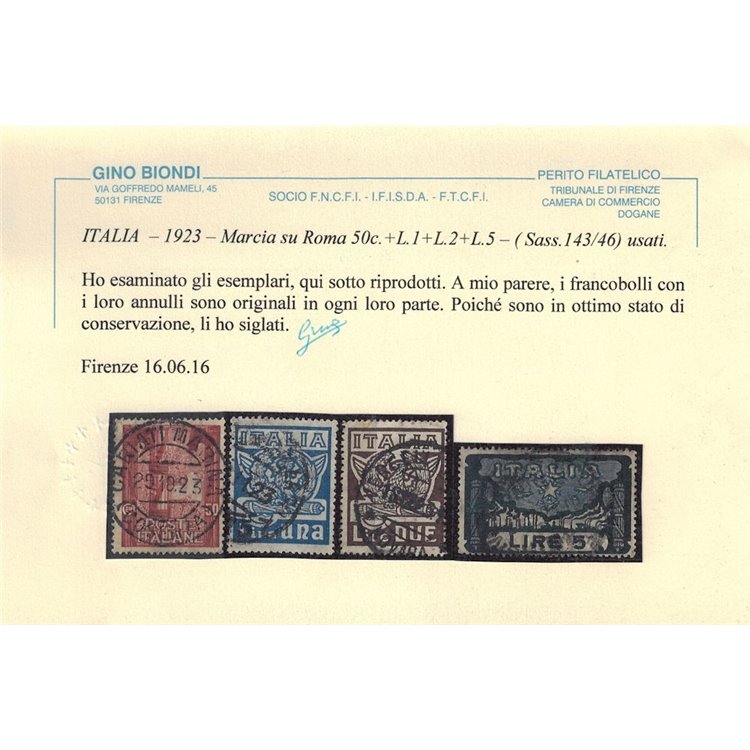 ITALIA REGNO 1923 Marcia su Roma 6v us ©