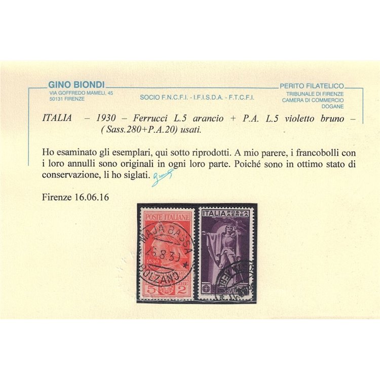 ITALIA REGNO 1930 Francesco Ferrucci 8v us ©