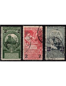 ITALY KINGDOM 1913 Unification of Italy overprinted 3v us