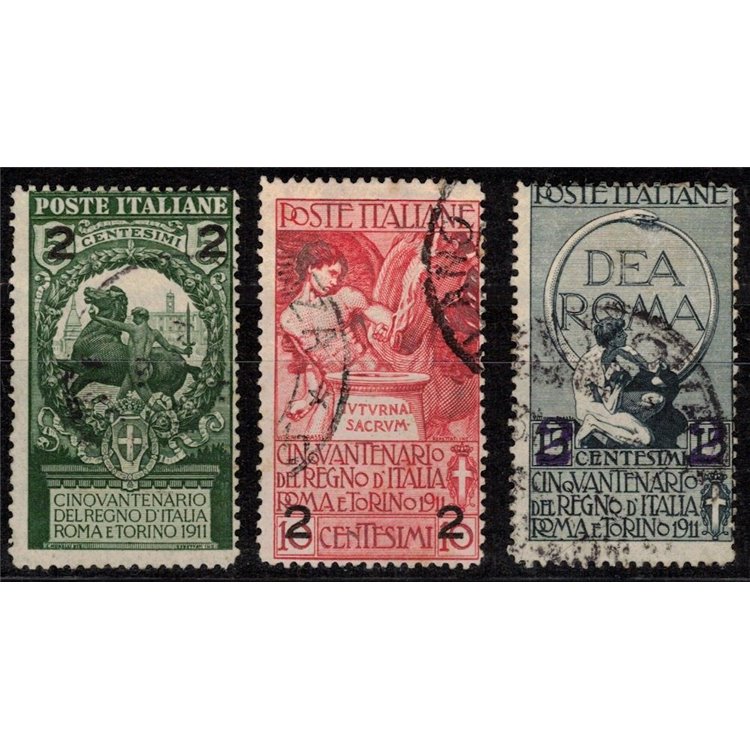 ITALY KINGDOM 1913 Unification of Italy overprinted 3v us