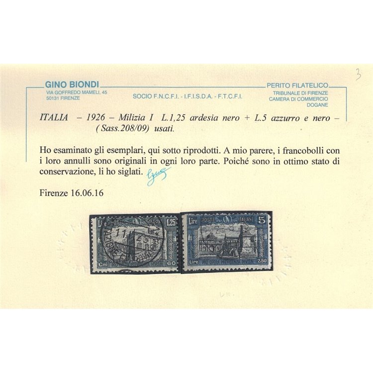 ITALIA REGNO 1926 Milizia I 4v us ©