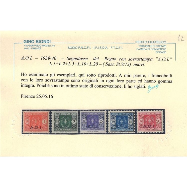 AFRICA ORIENTALE ITALIANA 1941 Segnatasse 13v MNH** ©