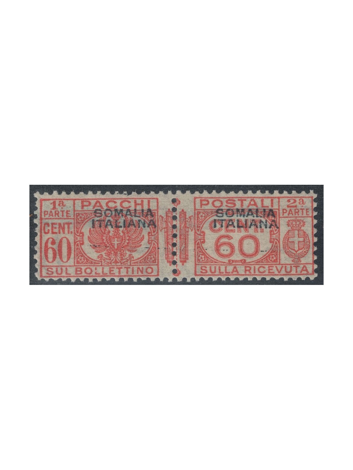 SOMALIA ITALIANA 1928-41 Varietà 60c pacchi postali (soprast. in alto) MNH**