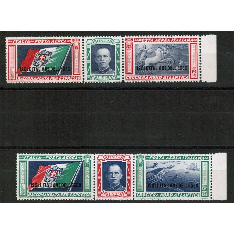 AEGEAN 1933 Balbo Cruise 2 triptychs MNH** ©