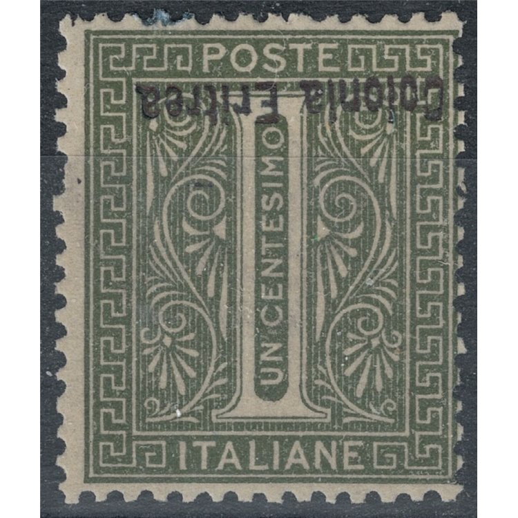 ERITREA 1893 Variety 1c olive green overprint inverted MNH** ©