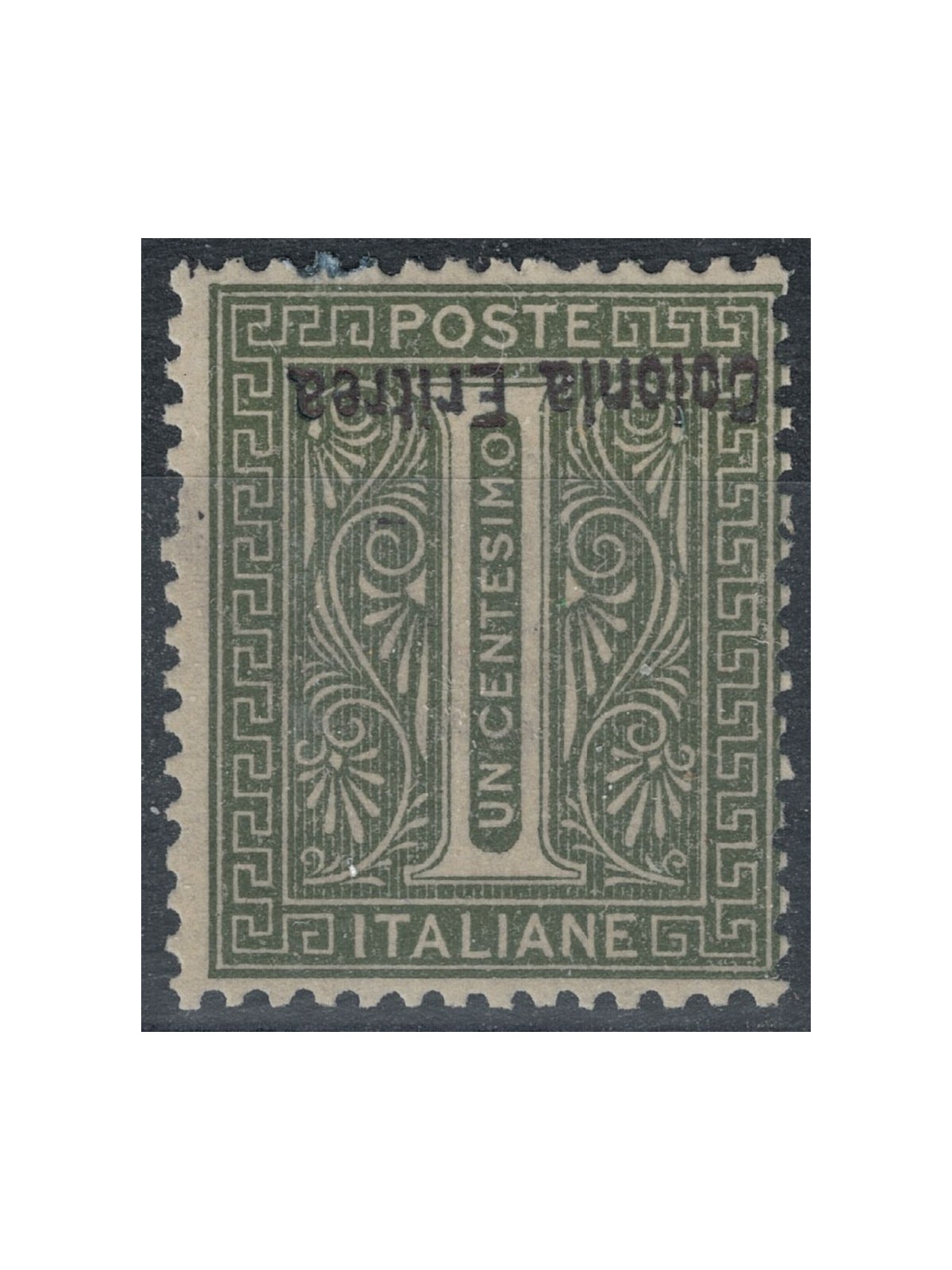 ERITREA 1893 Varietà 1c verde oliva soprast. capovolta MNH** ©