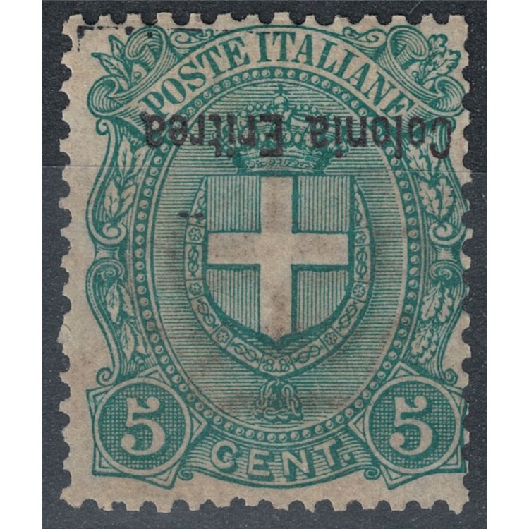 ERITREA 1895-99 Variety 5c overprint inverted MNH** ©