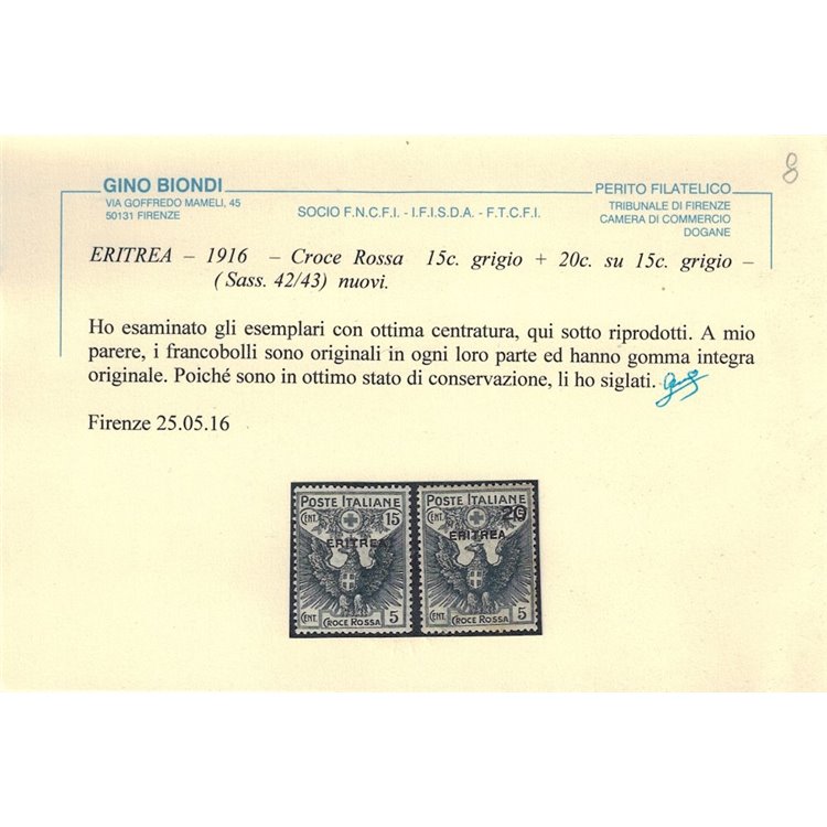 COLONIE ERITREA 1916 Pro Croce Rossa 4v MNH** © (Lusso)