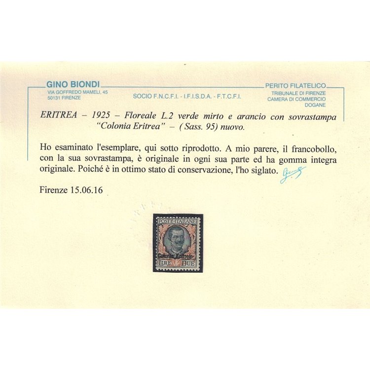 COLONIE ERITREA 1925 Serie ordinaria 3v MNH** ©