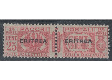 ERITREA 1927-37 Varietà 25c pacchi (soprast. al centro) MNH** ©