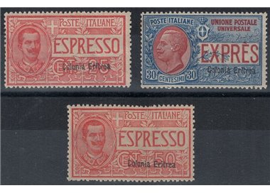 ERITREA 1907-21 Express 3v MNH** © (Luxury)