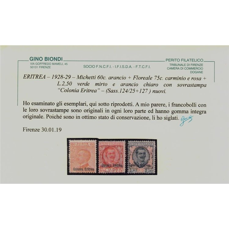 COLONIE ERITREA 1928-29 Serie ordinaria 5v MNH** ©