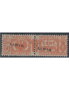 LIBIA 1927-37 Varietà 50c pacchi (soprast. obliqua) MNH** ©