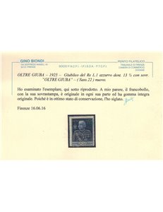COLONIE OLTRE GIUBA 1925-26 Giubileo del Re ₤1 dent. 13¼ MNH** ©