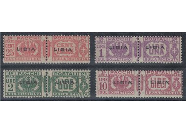 LIBYA 1927-37 Variety packs (overprint center) 4v MNH** ©