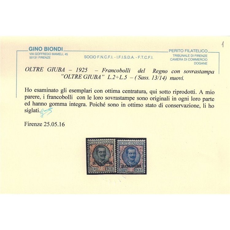 COLONIE OLTRE GIUBA 1925 Serie ordinaria 15v MNH** © (Lusso)