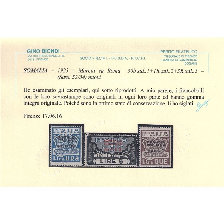 SOMALIA ITALIANA 1923 Marcia su Roma 6v MNH** ©