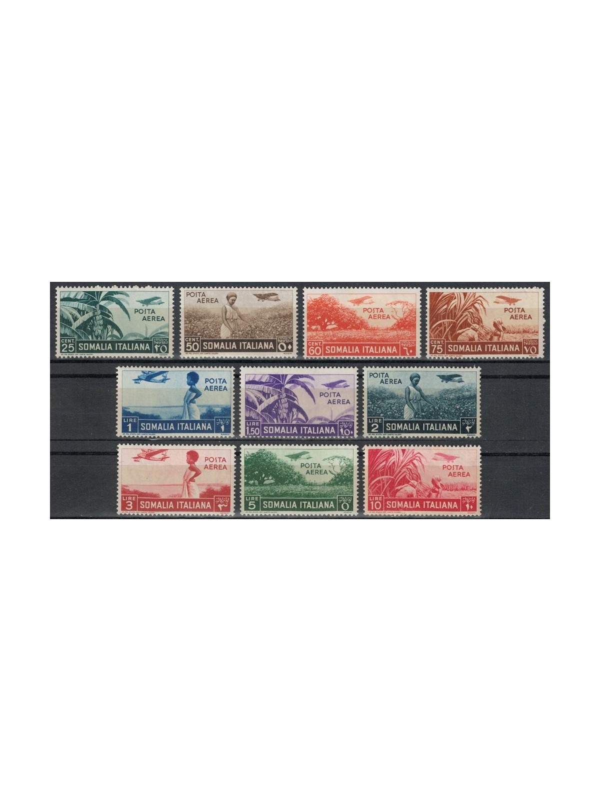 SOMALIA ITALIANA 1936 Serie Pittorica (posta aerea) 10v MNH**
