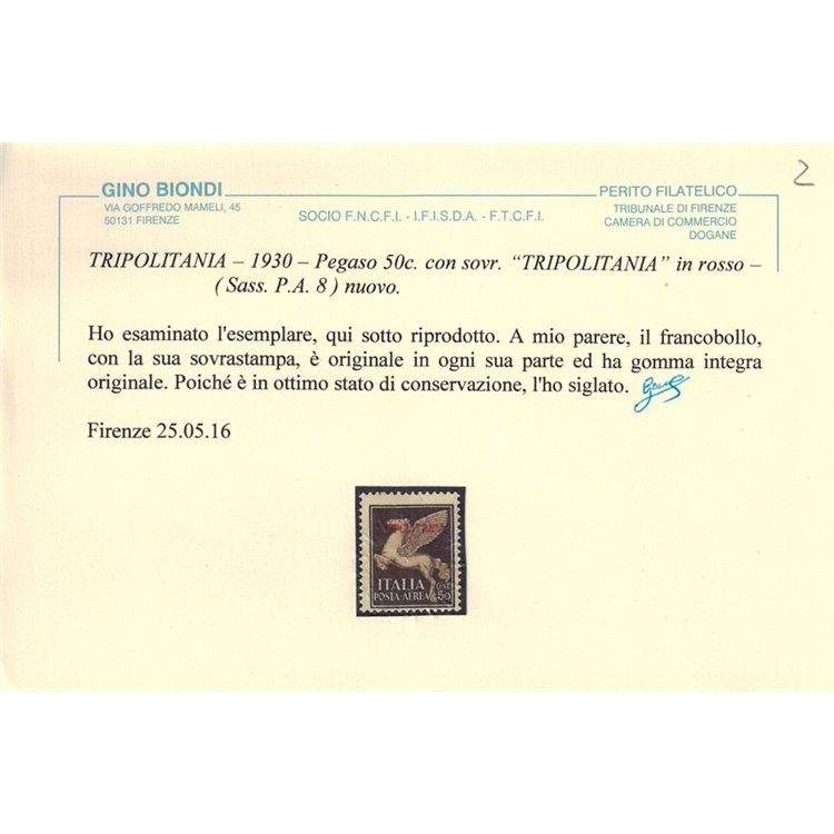COLONIE TRIPOLITANIA 1930 Posta aerea 50c MNH** ©