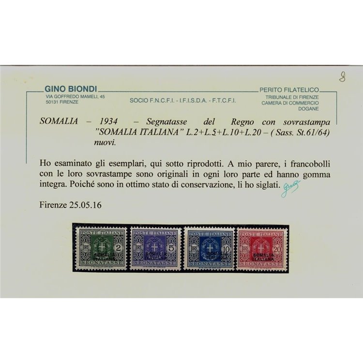 SOMALIA ITALIANA 1934 Segnatasse 13v MNH** ©