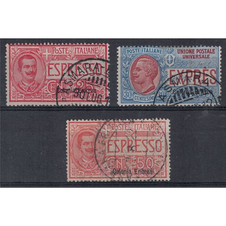 ERITREA 1907-21 Espressi 3v us ©