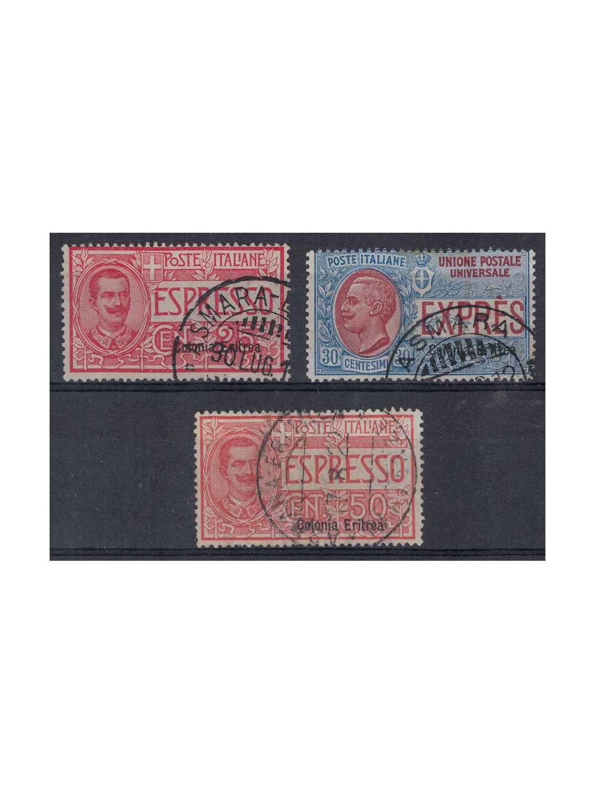 ERITREA 1907-21 Espressi 3v us ©