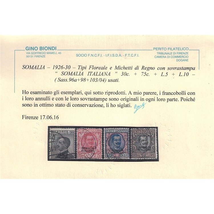 SOMALIA ITALIANA 1926-30 Serie ordinaria 14v us ©