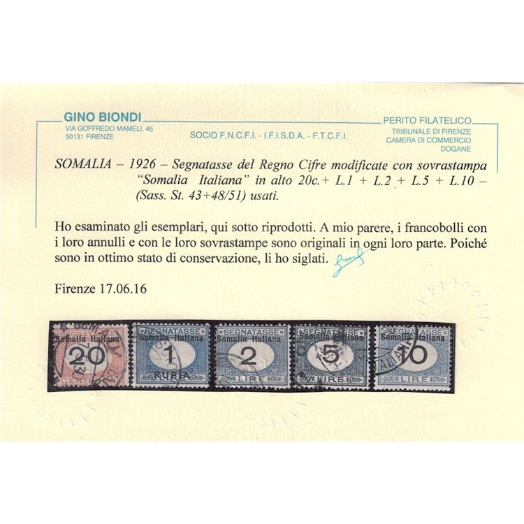 SOMALIA ITALIANA 1926 Segnatasse 11v us ©