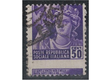 ITALY RSI 1944-45 Variety 50c destroyed monuments (moved perforation) us