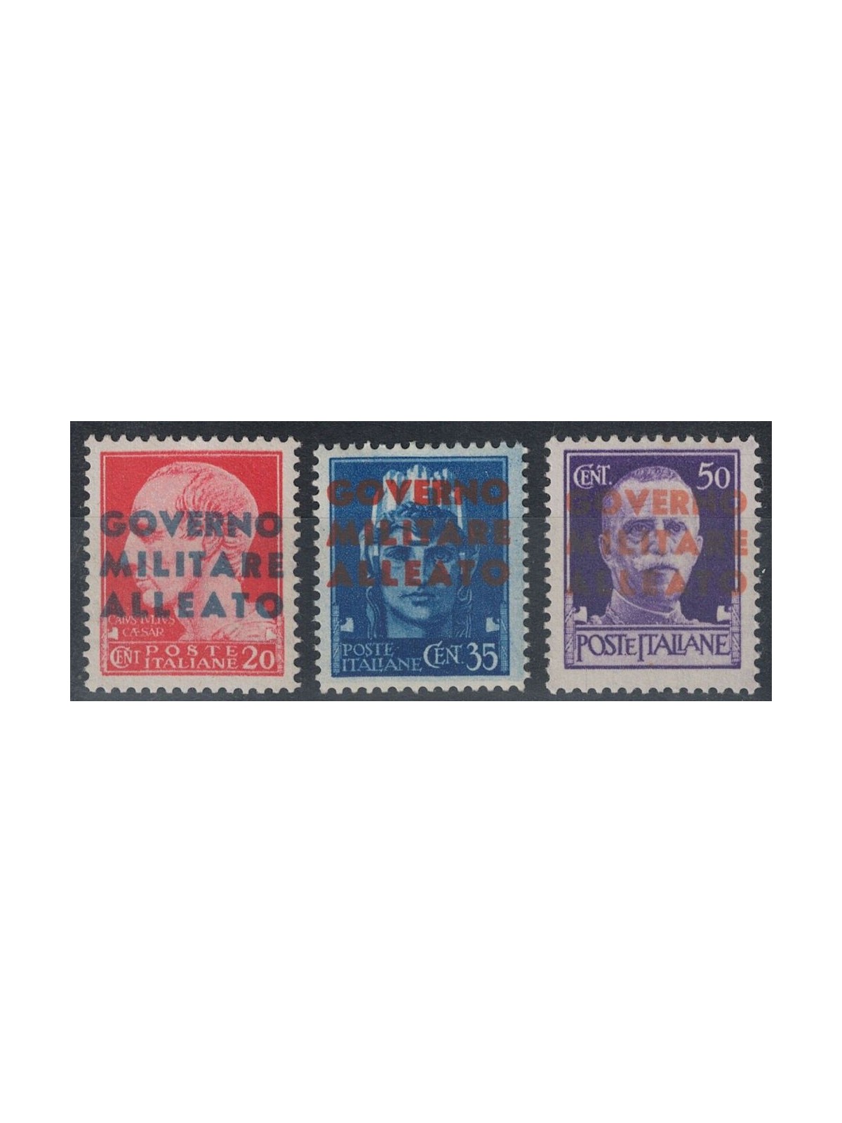 ITALIA REGNO 1943 Governo Militare Alleato 3v MNH**